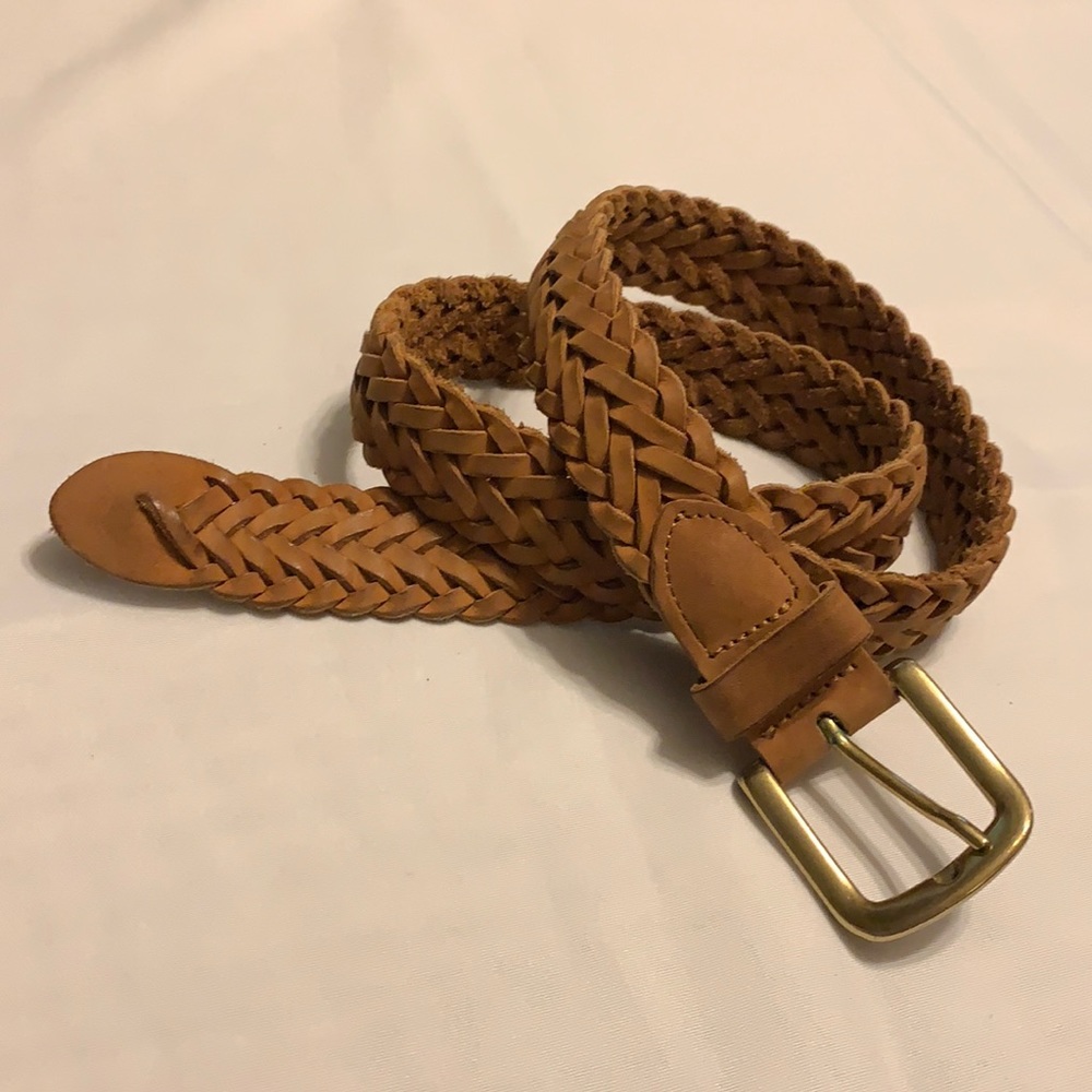 Hand Braided Leather Belt with Brass Buckle